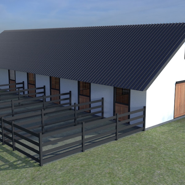 Barniac - Romans Plan Series - 5 Stall Barn (12x16 Stalls)