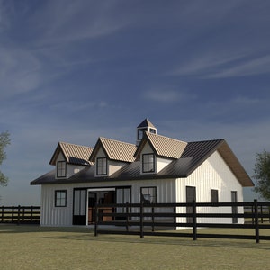 John Series - 4 Stall Barn Plan Layout *Digital Download* 4 Horse Stalls, Tack Room, and Wash Bay