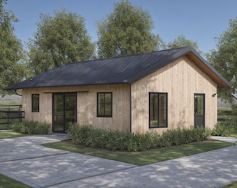 Mark Series - 2 Stall Barn Design Plan - Digital Download - Tack Room, Cross Tie or Wash Bay, and Feed Room