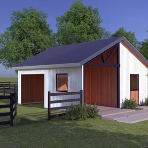 Corinthians Series - Version 4 - Horse Barn Plans Digital Download - Run In Sheds Shelter, Tack Room and Cross Tie