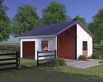 Corinthians Series - Version 4 - Horse Barn Plans Digital Download - Run In Sheds Shelter, Tack Room and Cross Tie