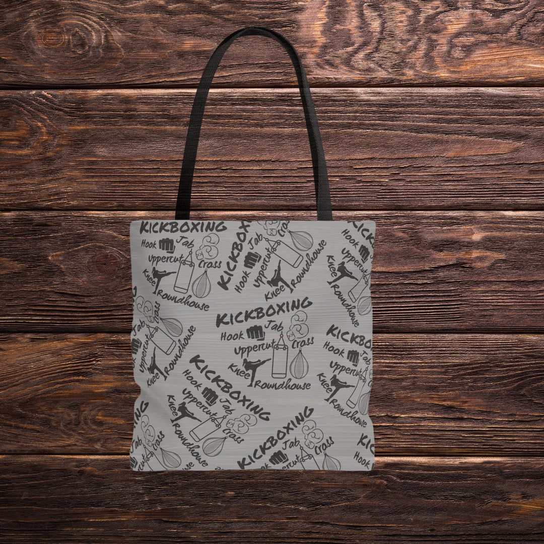 Kickboxing Tote Bag, Graphic Kickboxing Tote, Kickboxer Gift, Reusable