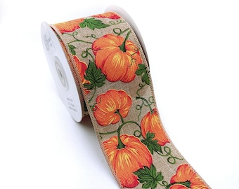 Pumpkin Vine Wired Edge Ribbon 2.5" x 10 Yard – WR 63-5244 Rustic Fall Harvest Ribbon