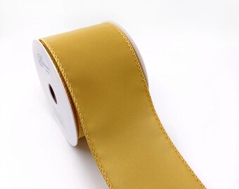 Antique Gold Velvet Wired Ribbon 2.5" x 10 Yards, WR 63-5253