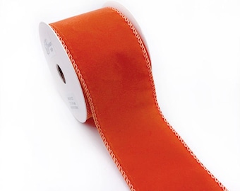Burnt Orange Velvet Wired Ribbon 2.5" x 10 Yards WR 63-5255