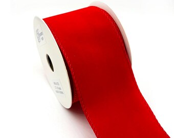 Red Velvet Wired Ribbon, 2.5" x 10 Yards – Classic Red Christmas Ribbon WR 63-5251