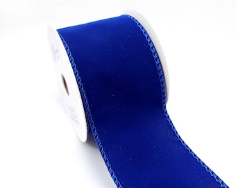 Sapphire Blue Velvet Wired Ribbon 2.5" x 10 Yards WR 63-5254