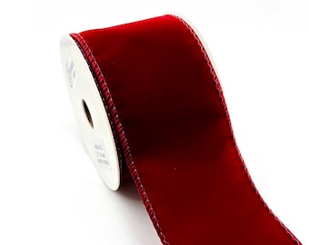 Burgundy Velvet Wired Ribbon, 2.5" x 10 Yards – WR 63-5252