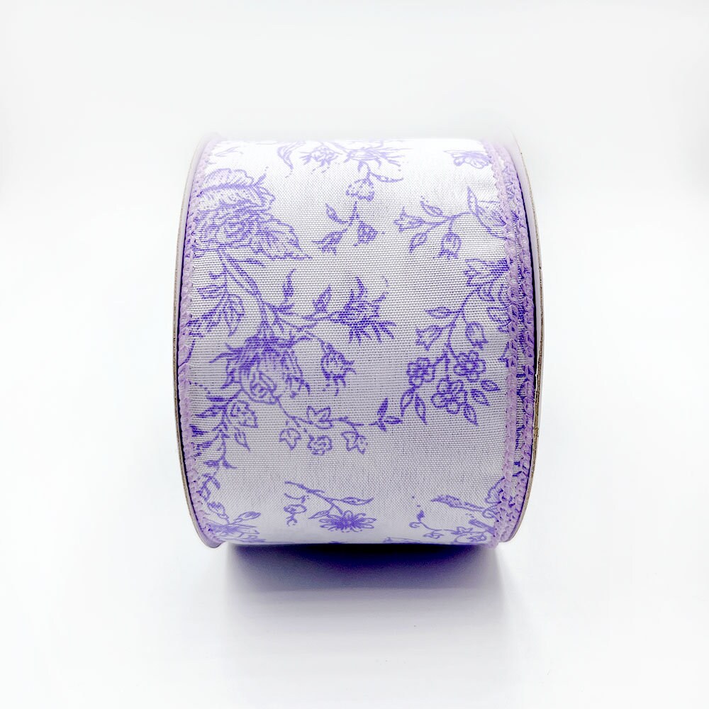 Lilac Ribbon Roses WR 63-5197 Holiday Lilac Lavender Rose Floral Wired Edge Ribbons , 2.5 ...