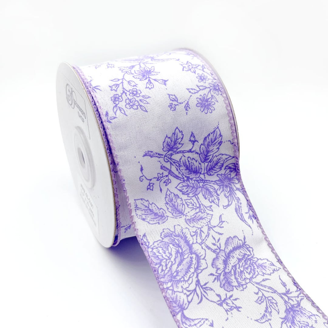 Lilac Ribbon Roses WR 63-5197 Holiday Lilac Lavender Rose Floral Wired Edge Ribbons , 2.5 ...