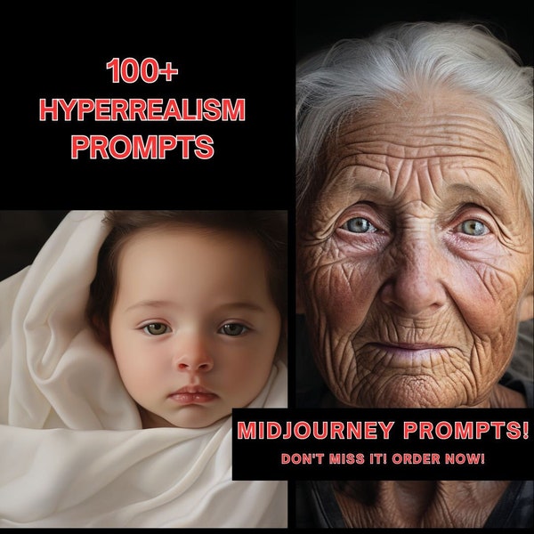 100+ Midjourney Hyperrealism Art Prompts - Instant Download - Elevate Your Artistry - Ignite Your Hyperrealist Imagination