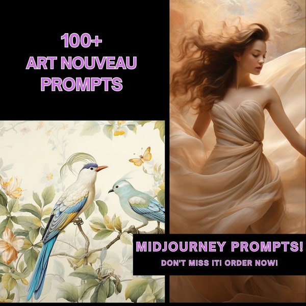 Elegance in Every Stroke: 100+ Midjourney Art Nouveau Art Prompts - Instant Download - Channel your inner Belle Époque