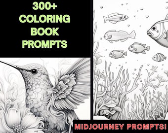 300+ Midjourney Coloring Book Prompts - Instant Download - Create Your Masterpieces - Ignite Your Artistic Journey