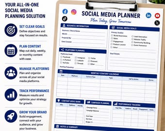 Modello di pianificazione/calendario dei contenuti per i social media (PDF/DOCX modificabile)