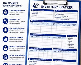 Modello di registro inventario / registro scorte per piccole imprese (PDF modificabile)