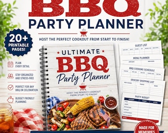 Ultimate BBQ Party Planner Printable | Cookout Organizer, Checklist (Editable PDF)