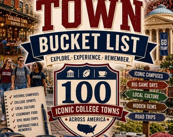 Lista delle 100 città universitarie più iconiche da visitare assolutamente / Lista di cose da fare durante un viaggio nel campus (PDF)
