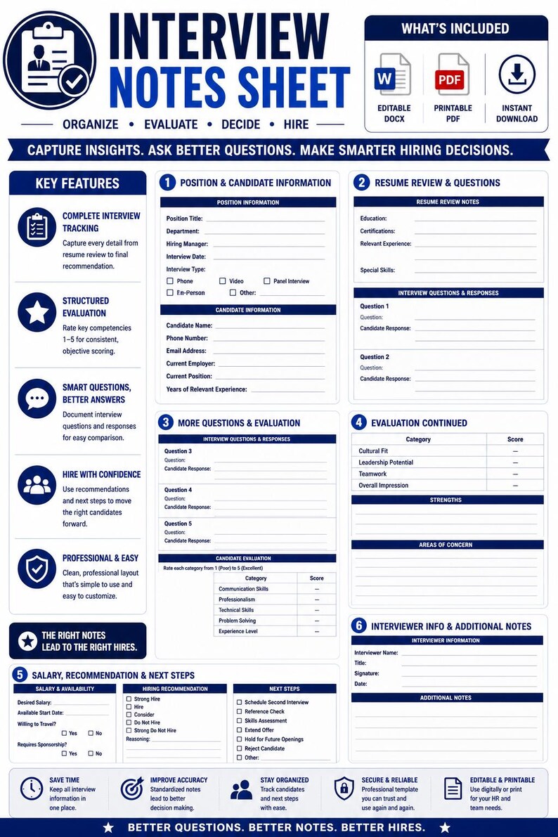 Fiche de notes d'entretien | Formulaire d'évaluation du candidat (PDF, DOCX) image 2