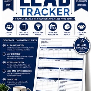 Lead Tracker Template | Sales CRM, PDF & DOCX (Direct downloaden)