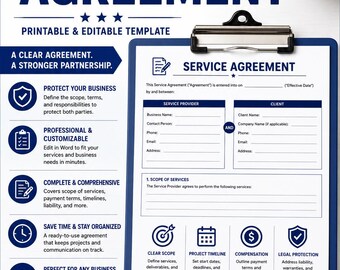 Modello di contratto di servizio / Contratto commerciale modificabile (PDF, DOCX)