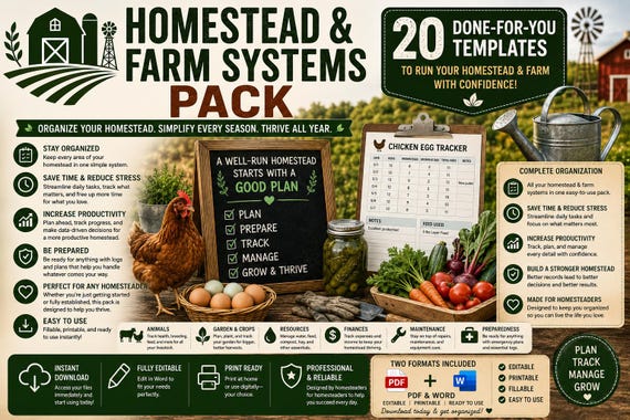 Homestead Planner Bundle | Farm Management Forms, Garden Planner & Livestock Trackers | PDF
