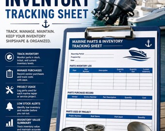Registro di inventario dei ricambi nautici / Modello per la gestione dell'officina di riparazione imbarcazioni (PDF modificabile)