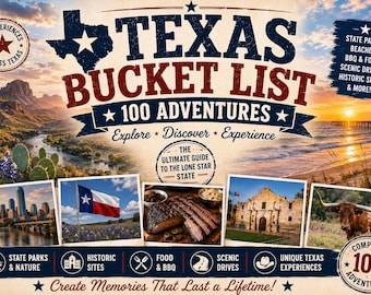 Lista delle cose da fare assolutamente in Texas / Lista di controllo per 100 avventure di viaggio (PDF e PPT modificabile)