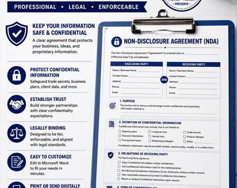 Modello di accordo di non divulgazione / contratto di riservatezza (download immediato)