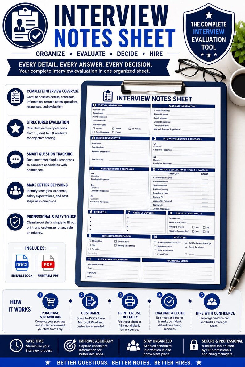 Fiche de notes d'entretien | Formulaire d'évaluation du candidat (PDF, DOCX) image 5