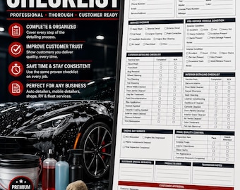 Car Detailing Checklist | Professional Vehicle Inspection Form (PDF & Word)