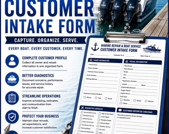 Modulo di registrazione cliente per riparazioni nautiche / Scheda di assistenza per imbarcazioni (PDF/DOCX modificabile)