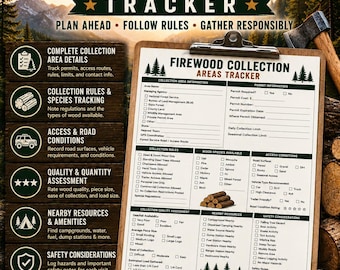 Firewood Collection Tracker | Permit Log, National Forest Gathering (PDF & DOCX)