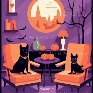 Halloween Decor - Halloween Poster - Halloween Wall Art - Halloween Download - Halloween Hond - Halloween Digitale Download - Mid-Century Art