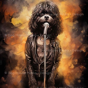Music Lover Wall Decor, Rock Star Art, Dog Art Printable, Funny Dog Print, Rock and Roll Poster, 60s Music Art Room Decor, Dog Lover Print