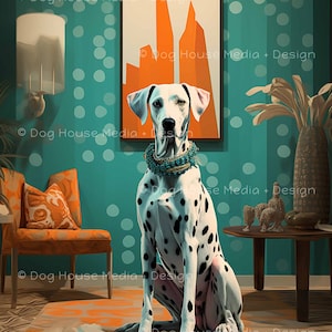 Dalmatian Wall Art, Dog Art Poster, Funky Wall Art, Midcentury Modern Wall Art, Whimsical Animal Art, Quirky Art, Funny Animal Art Print