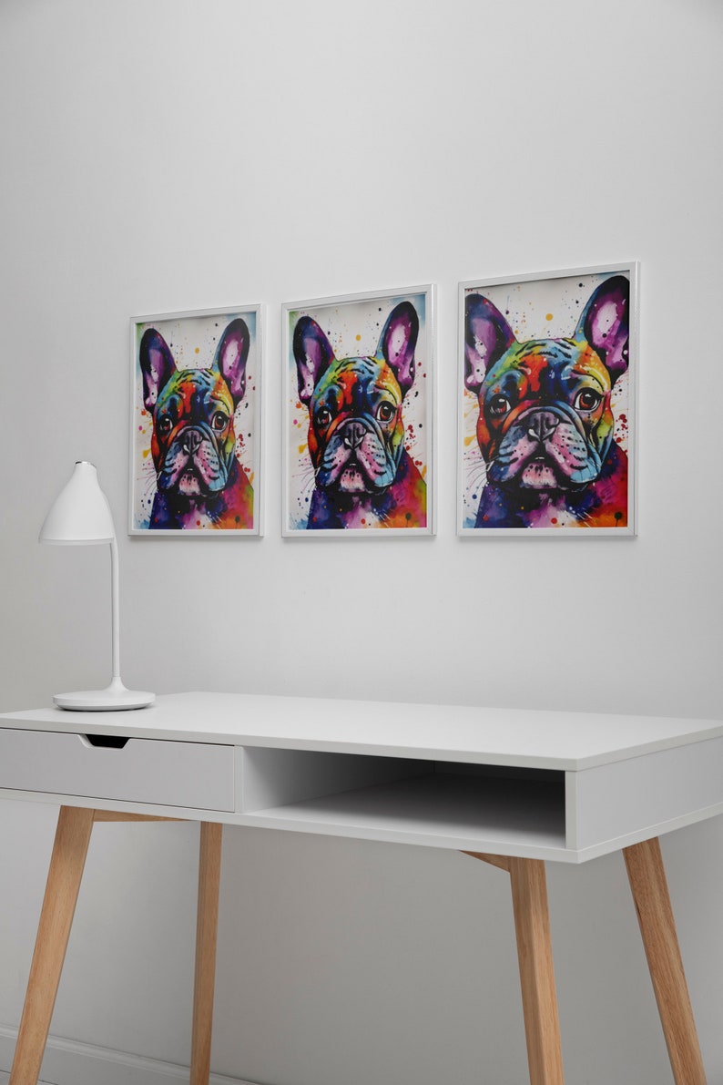 Colorful French Bulldog Art: Rainbow Frenchie Watercolor Print (digital ...