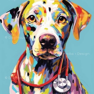 Dalmatian Wall Decor, Dog Nurse Art, Cool Dog Print, Dalmatian Dog Healthcare Worker, Teen Boy Room Decor, Funny Dog Doctor Print Play Room