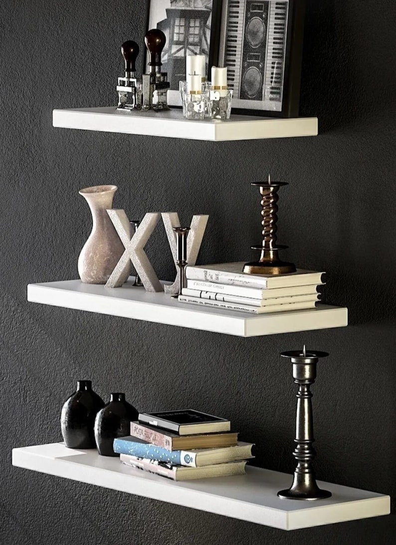 White Floating Shelf, Book Shelf, Floating Shelf, Wooden Shelves
