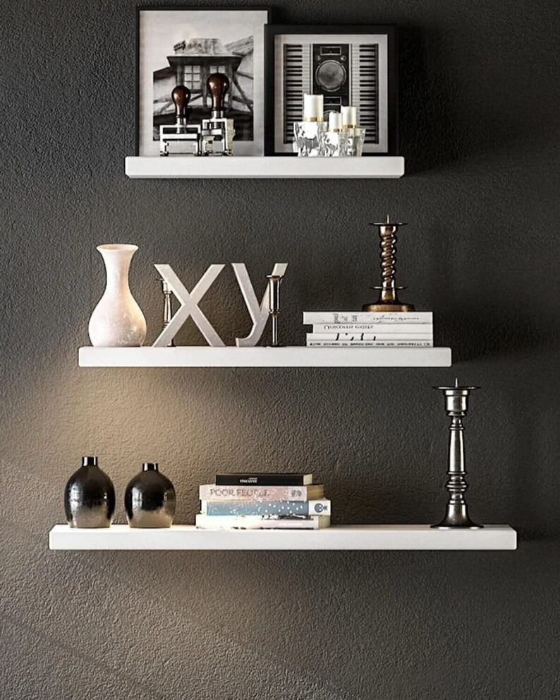 White Floating Shelf, Book Shelf, Floating Shelf, Wooden Shelves