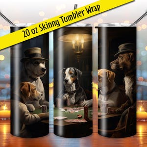 Envoltura de vaso de póquer con perros, descarga digital, envoltura personalizada divertida, archivo PNG de sublimación de póquer, cartas y póquer, regalo divertido y gratuito