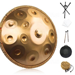 Handpan Pure Golden 10 Notes D Minor Scale Hangdrum with Gift Set – AS TEMAN