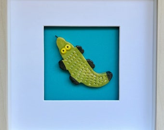 Colorful Ceramic Crocodile Picture Frame - Unique Gift for Kids and Animal Lovers