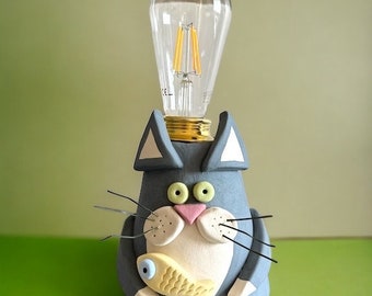 Funny Cat Lamp ( customizable with your cat )