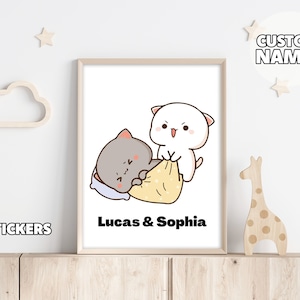 Perfektes personalisiertes Paargeschenk - Geschenk für Sie, Geschenk für Ihn, personalisierte Wandkunst, Poster Geschenk, lustiges Geschenk zum Jahrestag, Bubu und Dudu Art