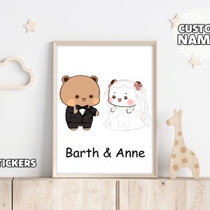 Personalisiertes Hochzeitsposter - Lustiges Geschenk, Hochzeitsgeschenk, Geburtstagsgeschenk, Dudu Bubu, Pandabär Poster, Geschenk für Sie, Geschenk für Ihn, Paare