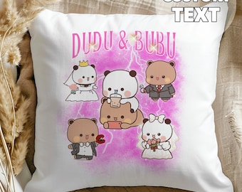 Dudu & Bubu Bootleg personalizzato - Regalo per coppie, cuscino nuziale, decorazione rosa per la stanza, i vostri nomi, regalo per lei, regalo per lui, anniversario