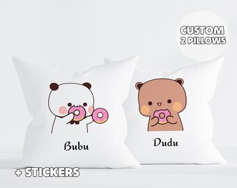 2 divertenti cuscini Dudu e Bubu - Regalo per coppie, Regalo per coppie, Regalo per fidanzata, Cuscino personalizzato, Regalo personalizzato, Regalo di compleanno, Anniversario
