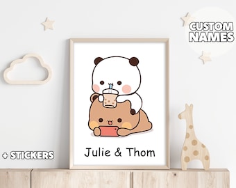 Personalized Couple Poster - Bubu & Dudu Gift, Gift For Her, Gift for Him, Custom Gift, Anniversary, Wedding, Birthday Gift, Pandabear Art