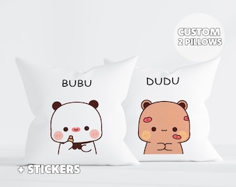 Set di 2 graziosi cuscini Dudu Bubu - Regalo personalizzato, cuscino Bubu e Dudu, personalizzato, regalo per lei, regalo per lui, decorazione della camera, regalo di compleanno