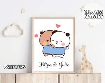 Personalized Poster Gift - Couple Gift Idea, Bubu & Dudu Poster, Wall Decor, Wedding Gift, Anniversary Gift, Gift For her, Gift for Him